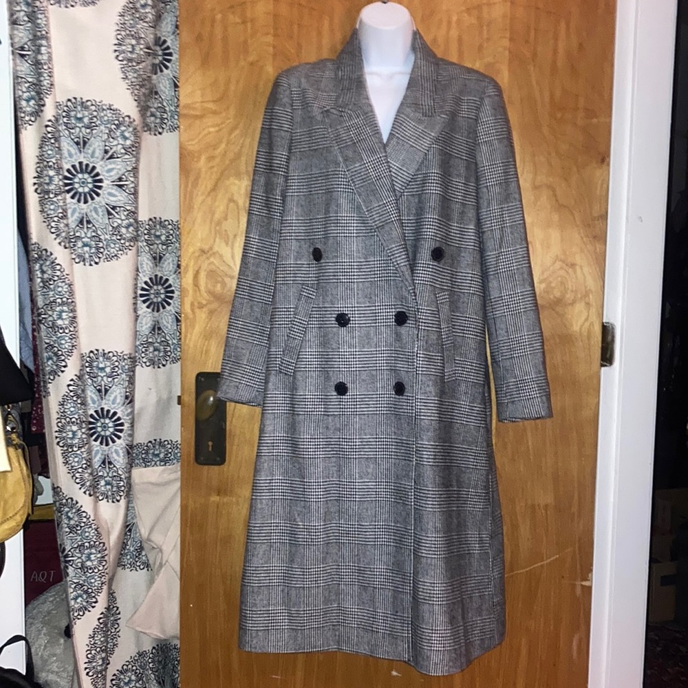 NILI LOTAN x Target Medium Womens Plaid Double Breasted Overcoat Houndstooth